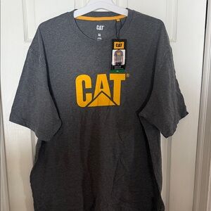 Caterpillar Gray T-Shirt with Yellow Logo